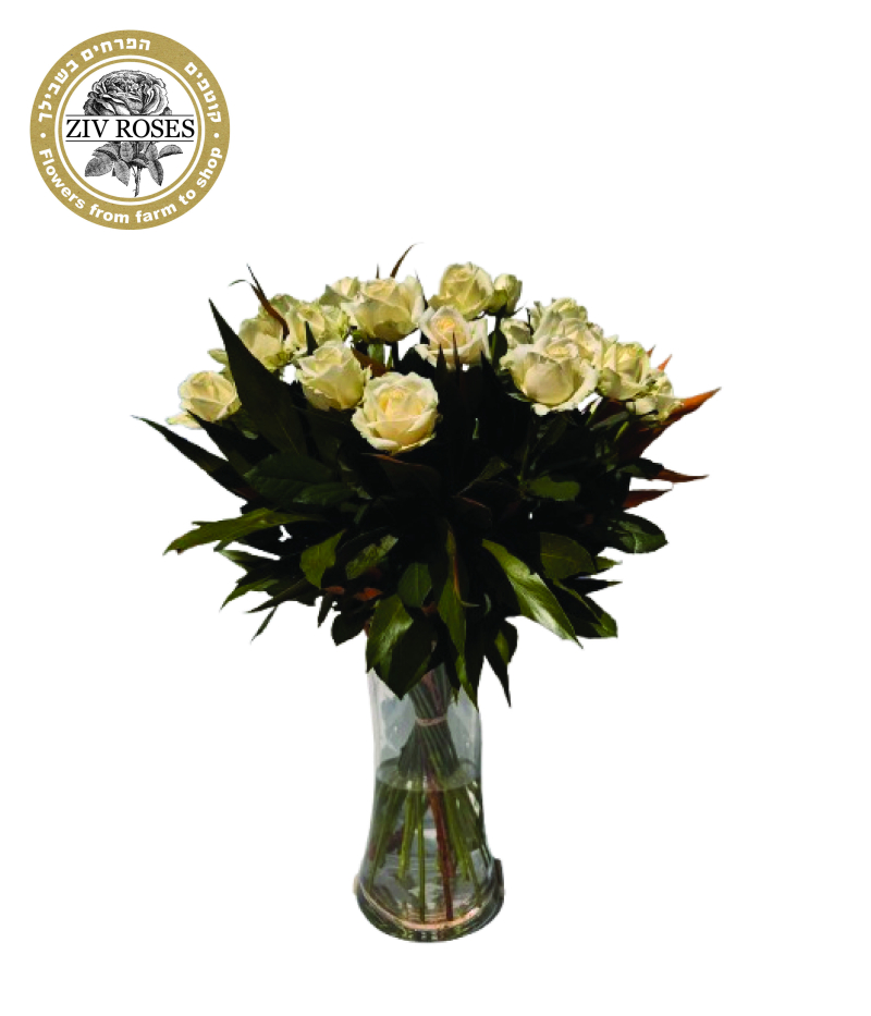 זר ורדים לבן גבוה