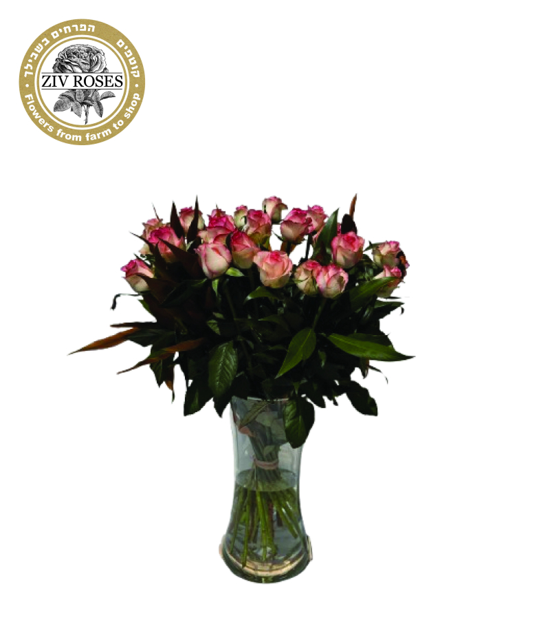 זר ורדים דו צבע גבוה