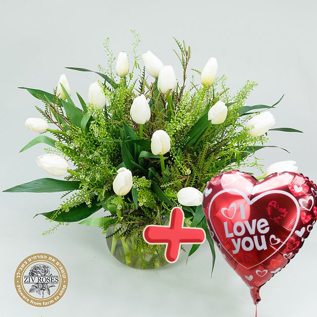 זר טוליפים בלדת החורף+בלון אהבה